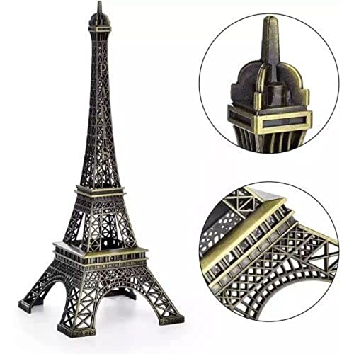 Image of SATYAM KRAFT 12 Piece Paris World Famous Building Small Metal Eiffel Tower Antique Vintage Statue for Wedding, Office,Decorative Showpeice for Home Decor, Desk Decor, Table Stand (15 cm)