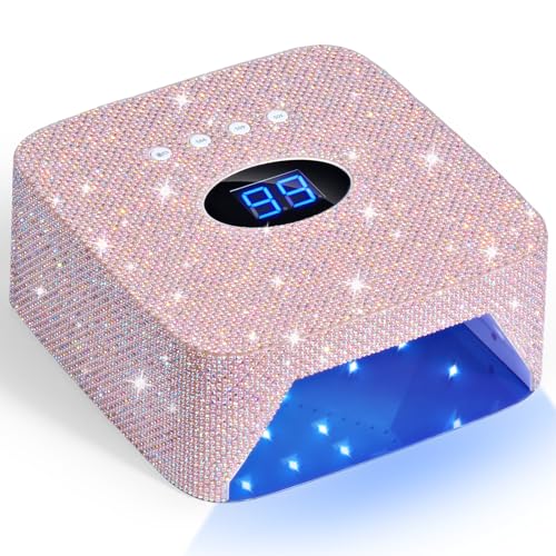 Cordless UV Nail Lamp, 54W Rechargeable UV Light for Gel Nails, LED Nail Dryer with 3 Timer Modes, Professional Quick Dry Curing Lamp for Salon & Home(Pearl Pink Diamond)