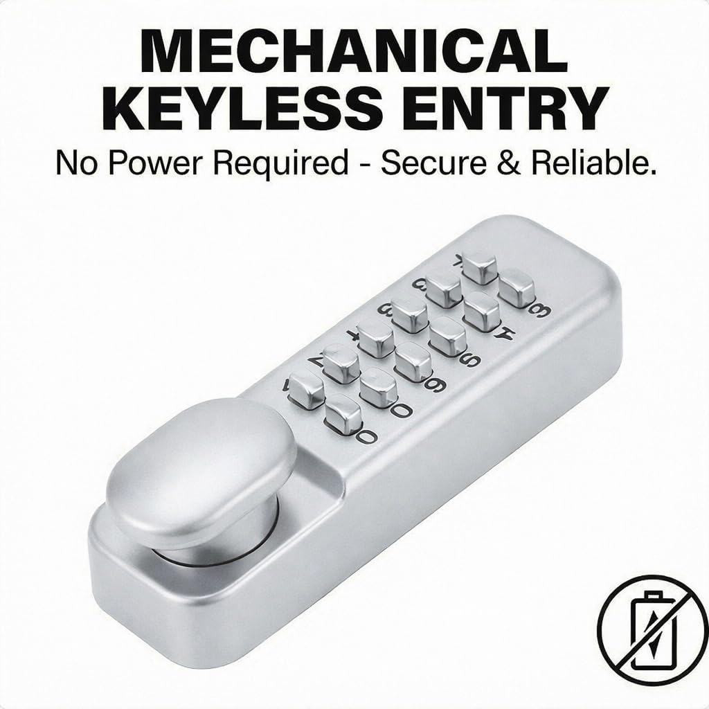 Mechanical Keyless Entry Door Lock, 12 Key Mechanical Door Lock, Combination Code Gate Locks with Handle, Mechanical Keypad Door Knob, for Home Office Garage Yard