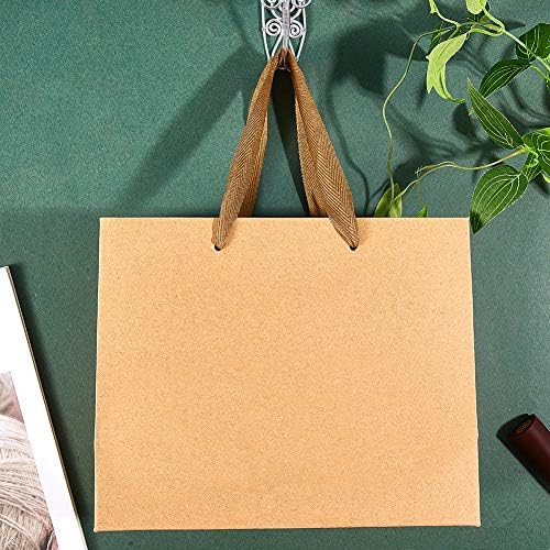 PandaHall 10 Pack Kraft Paper Gift Bags, 22x18x10cm Paper Bags with Handles, Shopping Bags, Party Bags, Retail Handle Bags, Merchandise Bags, Wedding Party Bags