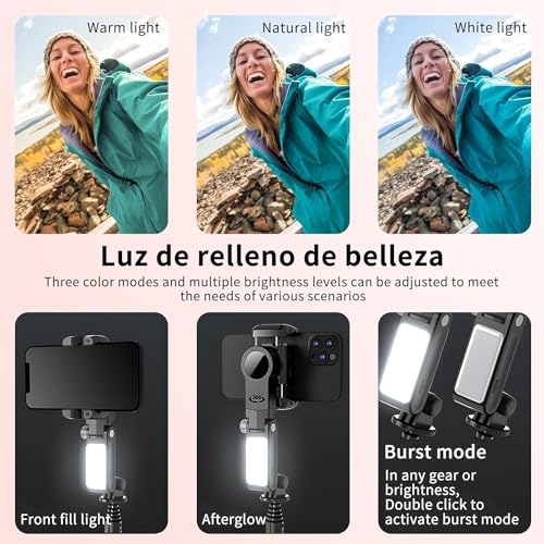 Image of Gimbal for Phones with LED Fill Lighgt, Anti-Shake 2-Axis Gimbal Stabilizer with 360 Rotation Panoramic Shot with Bluetooth Remote, Auto Balance for Vlog, for YouTube Live Video Recording