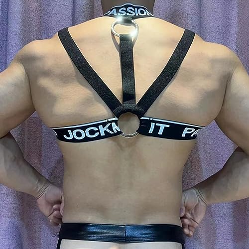 JOCKMAIL Men's Fitness Harness Shoulder Strap Chest Muscle Neck Waist Belt Club Party Hollow Out Body Chest Athletic Harness3