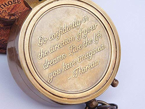 Brújula Thoreau de latón sólido con diseño vintage y estuche de cuero miniatura 4