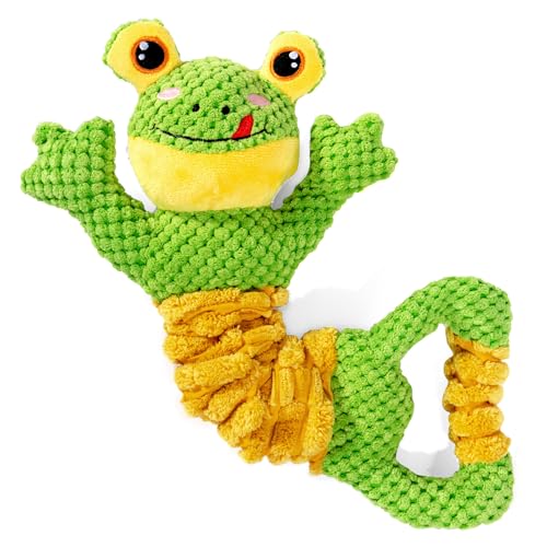 Image of Sedioso Dog Tug Toy, Durable Dog Toy for Large Breed, Tug of War Dog Squeaky Toys, Stuffed Plush Dog Toy with Crinkle Paper for Small, Middle, and Big Dogs(Frog)