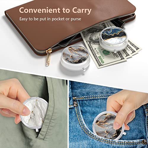 Image of 3 Pack Pill Box, Small Pill Case for Purse & Pocket, Cute Travel Medicine Organizer, Portable Medicine Container Holder to Hold Vitamins, Medication, Fish Oil & Supplement, Abstract Art Marble | Cute Travel Medicine Organizer, Portable Medicine Container Holder to Hold Vitamins, Medication, Fish Oil & Supplement