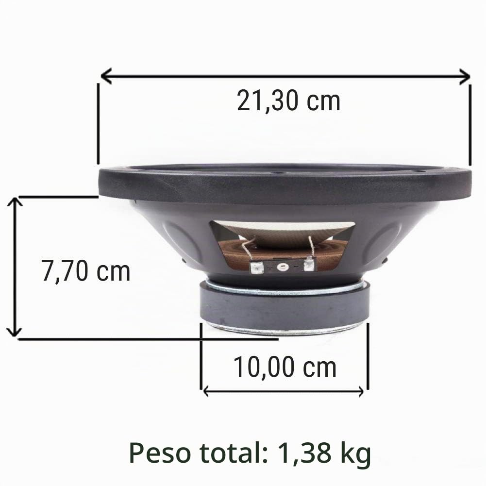 1 MASTER AUDIO MA20BT/8 woofer Profesional 20,00 cm 200 mm 8" 150 vatios rms 300 vatios máx 8 ohmios suspensión de Goma 92 db sensibilidad hogar, 1 Pieza