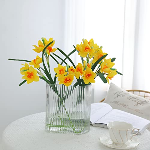 Gdssg 10 Pcs Artificial Daffodils Flowers Narcissus Spring Flower Fake Silk Flower Arrangement For Home Wedding Decor (Yellow,10) #TOP3