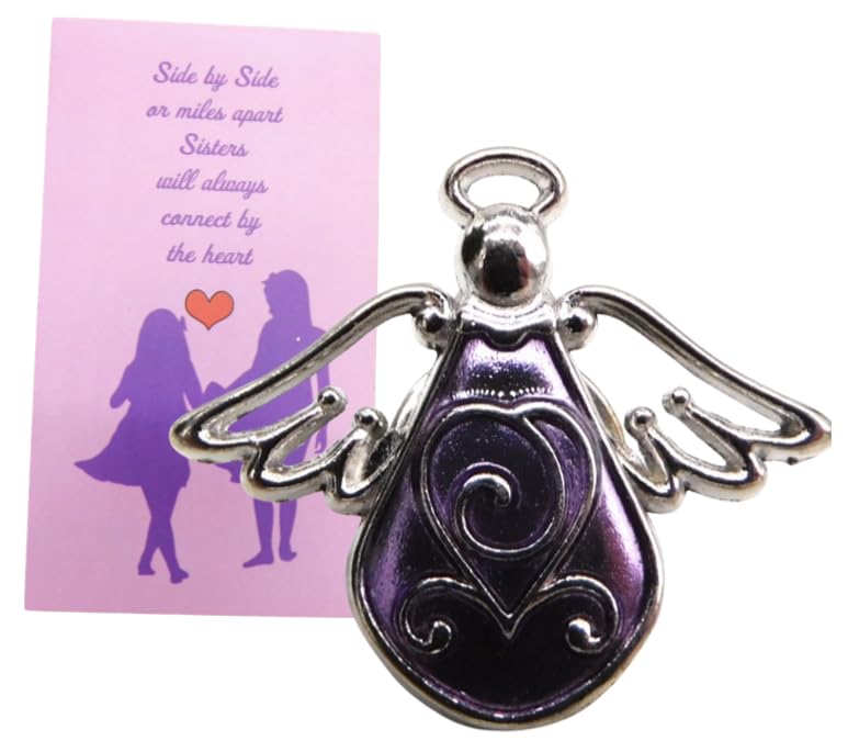 Sister Angel Lapel Pin Set Metal Brooch with Holy Prayer Card Fashion Jewlery Gift for Her