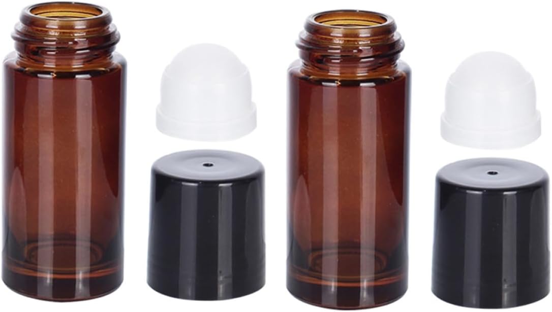 Essential Oil Roller Bottles Portable Design Amber Glass 50ml 2pcs Leakproof Empty Perfume Containers for Travel and Aromatherapy