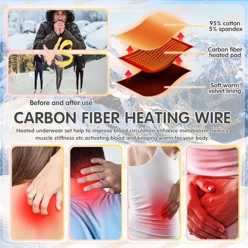 Heated Pants for Men Women, 16 Zones USB Electric Heating Thermal Underwear Pants for Hunting, Skiing, Motorcycle3