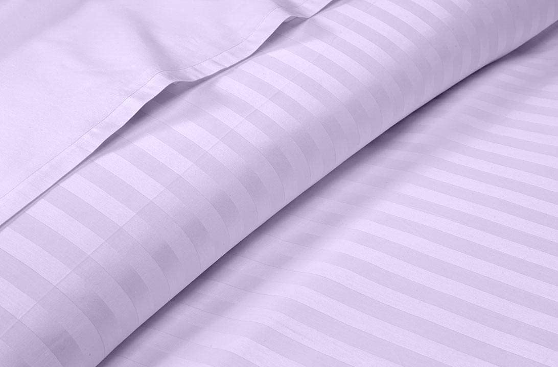 Pure Dreams Flat Sheet 100% Egyptian Cotton, 400 Thread Count, Premium Hotel Quality Ultra Soft Bedding | Luxury, Wrinkle Resistant Top Sheet-Lavender Stripe, Emperor Size