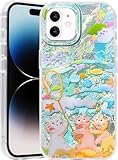 Casegis Compatible with iPhone 12&12Pro Case,with [Soft Slim][Camera Protection] Cute Fishing Cats Shiny Aesthetic Phone Cover Anti-Yellowing Shockproof Protective Cover for Women Girl