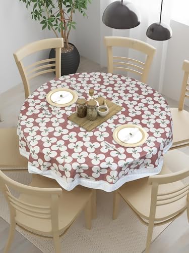 Image of Dakshya Industries PVC Waterproof Round Table Cover for 4 Seater Dining Table | 60 Inch Round Printed Table Cover | Spill Proof, Oil Resistant, Heat Resistant, Wipe Clean