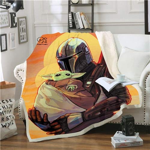 LDYJ Star Wars Baby Yoda Decke Design Flanell Fleece Decke Bedruckt Kinder Warm Bettüberwurf Decke...
