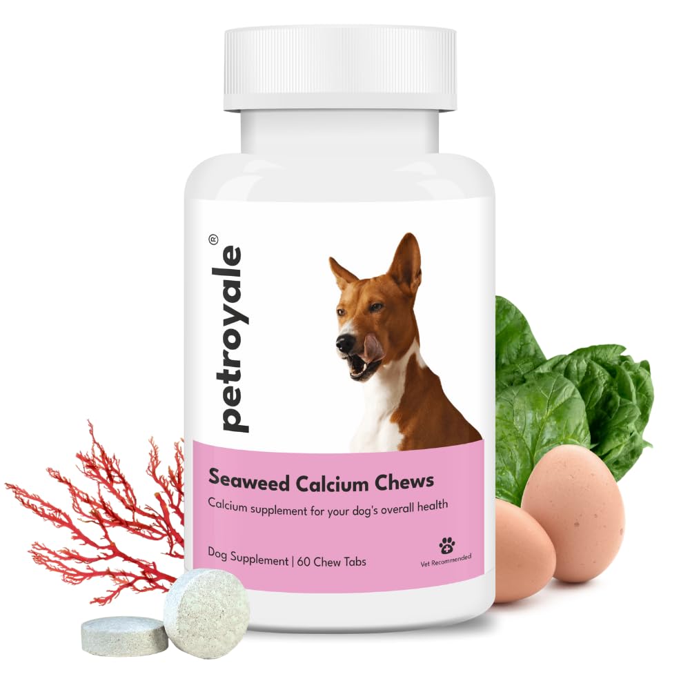 Petroyale Seaweed Calcium Chews for Dogs - Calcium Supplement for Dogs with Multivitamins - Healthy Bones, Joints & Teeth - Suitable for All Life Stages | 60 Tablets (B097T1S6Q8) Amazon Price History, Amazon Price Tracker