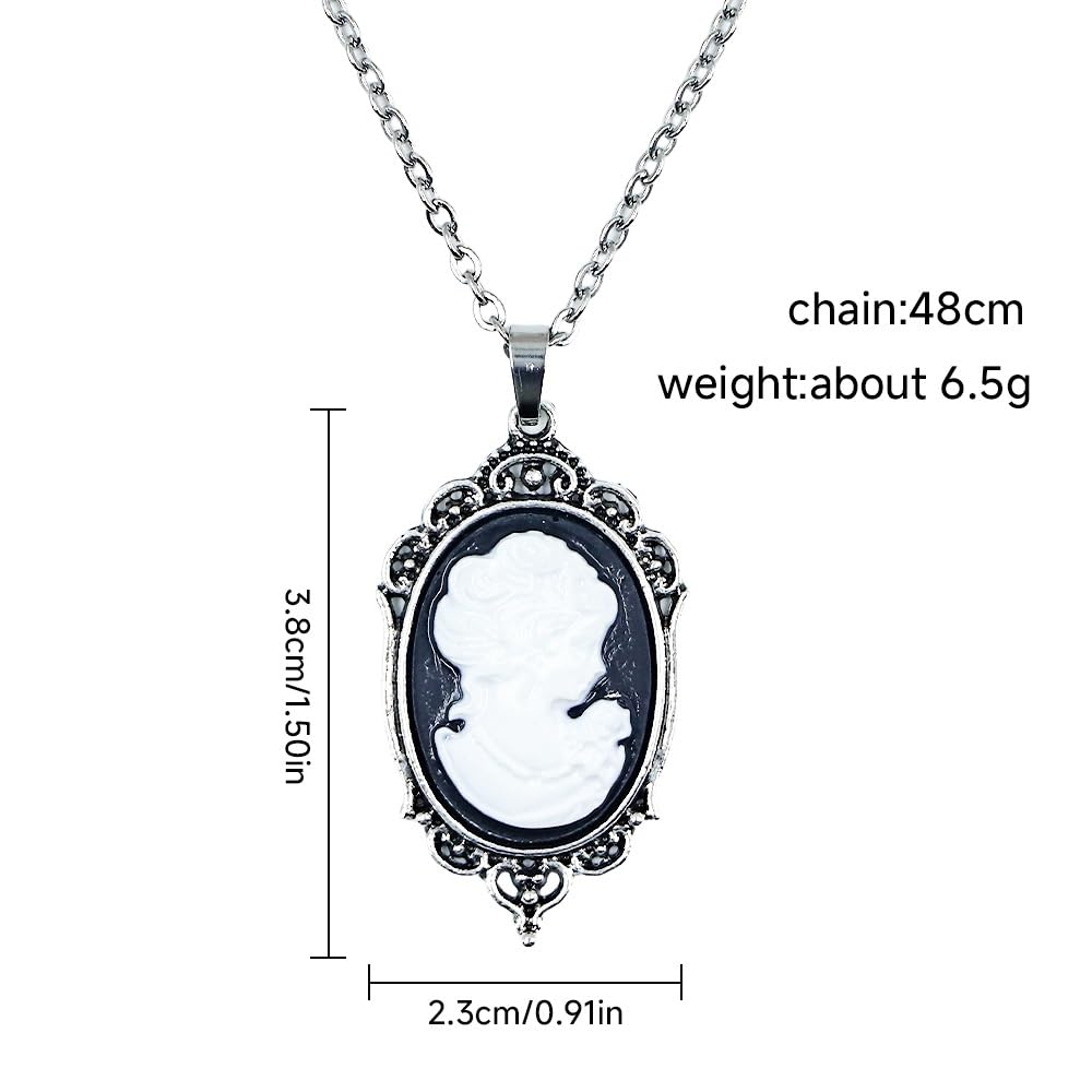 DYFUHO Collana con cammeo da donna smaltata, con cammeo della regina fanciulla, gioiello da donna