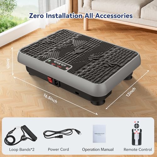 Teclor Premium Vibration Plate for Lymphatic Drainage, Weight Loss, Whole Body Workout Power Vibration Plate, Shake Plate,Home Gym Fitness Equipment,Grey