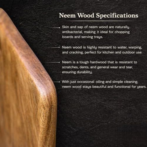 Image of Premium Wooden Chopping Board with Handle 43 x 26 x 2 cm | Thick Solid Wood Cutting Board for Kitchen | Heavy Duty Vegetable & Bread Cutting Board | Serving Board
