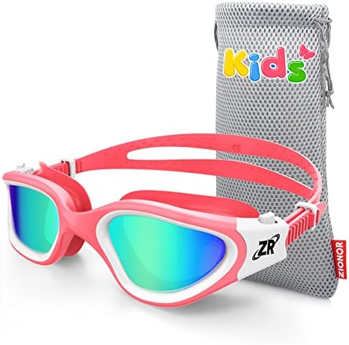 ZIONOR Kids Swim Goggles, G1MINI Polarized Swimming Goggles Comfort for Age 6-14, UV Protection Anti-Fog Adjustable Strap Fit for Child Boys Girls (Gold Lens)
