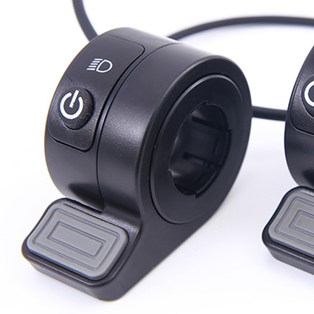 ABS Black E-for Bike Throttle Handle with Integrated Light Switch and Accelerator Control, Compatible with 22.2 mm Tubes, 5V Operating Voltage