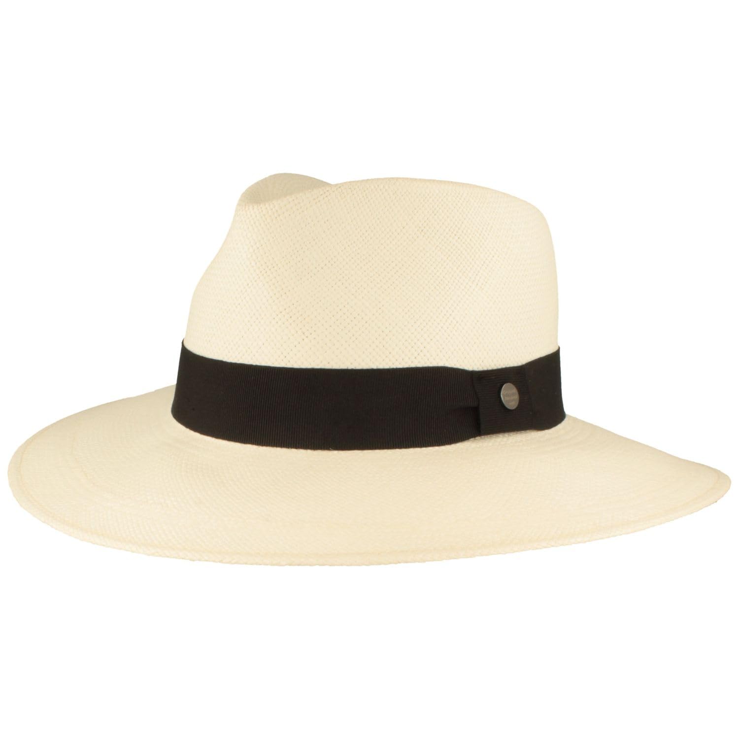 Breiter ORIGINAL Panama Hut, Strohhut, Sommerhut, mit UV Schutz 50+, Lederband-Garnitur, Silikon Verstärkung, Made IN Ecuador
