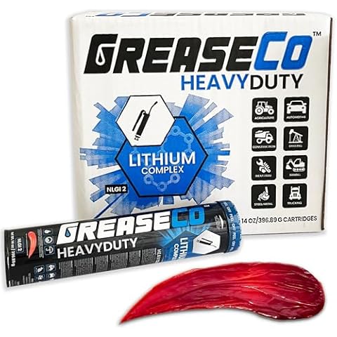 Red and Tacky Lithium Grease Tube | Wheel Bearing | High Temp | Axle | Automotive | Tractor | 5th Wheel | Ball Joint | Grease Cartridge for Grease Gun | Case of Grease 10 Tubes | NLGI 2 | HeavyDuty Cover