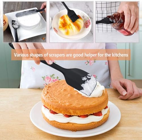 Image of Achintya 6-Piece Silicone Spatula Set | Heat Resistant Non-Stick Kitchen Utensils for Baking & Cooking | Flexible Rubber Scrapers, Basting Brush & Icing Spatulas for Mixing