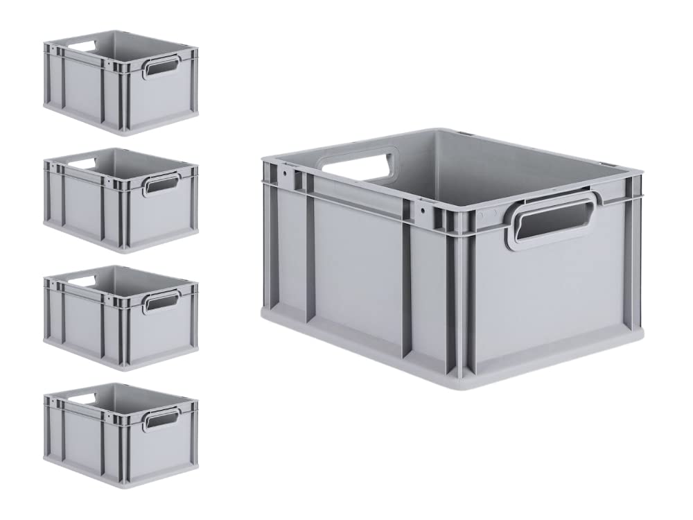 PROREGAL SuperSparSet 5x Eurobox NextGen Economy | Griffe offen |HxBxT 22x30x40cm | 20 Liter | Eurobehälter, Transportbox, Transportbehälter, Stapelbehälter