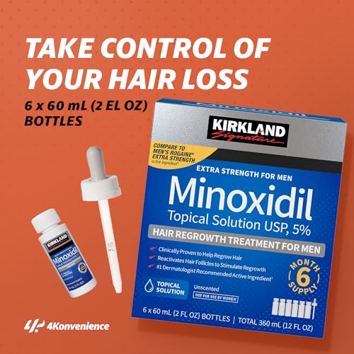 (6 Pack) Minoxidil Liquid Extra Strength Hair Regrowth Treatment for Men, 5% Topical Solution, 6 Months Supply - Dropper Applicator Included - Dermatologist Recommended by 4K Logistics - Thumbnail 3