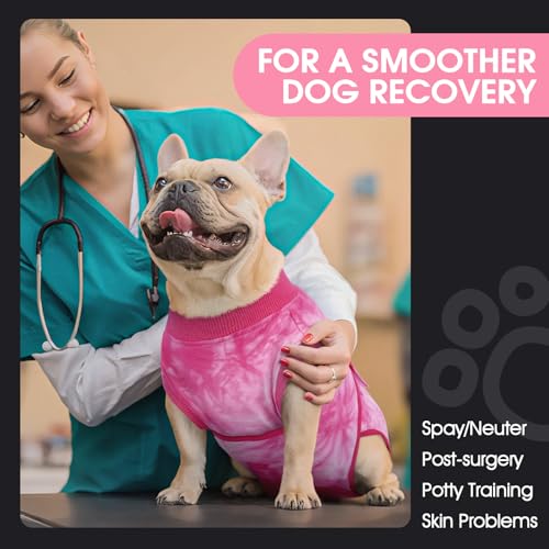 Image of FUAMEY Surgery Recovery Suit for Large Dogs,Dog Surgery Suit Female Spay Male Dogs Neuter Recovery Shirt Dog Onesie Anti Licking Abdominal Wounds Pet Bodysuit Skin Conditions Rose Dye XL
