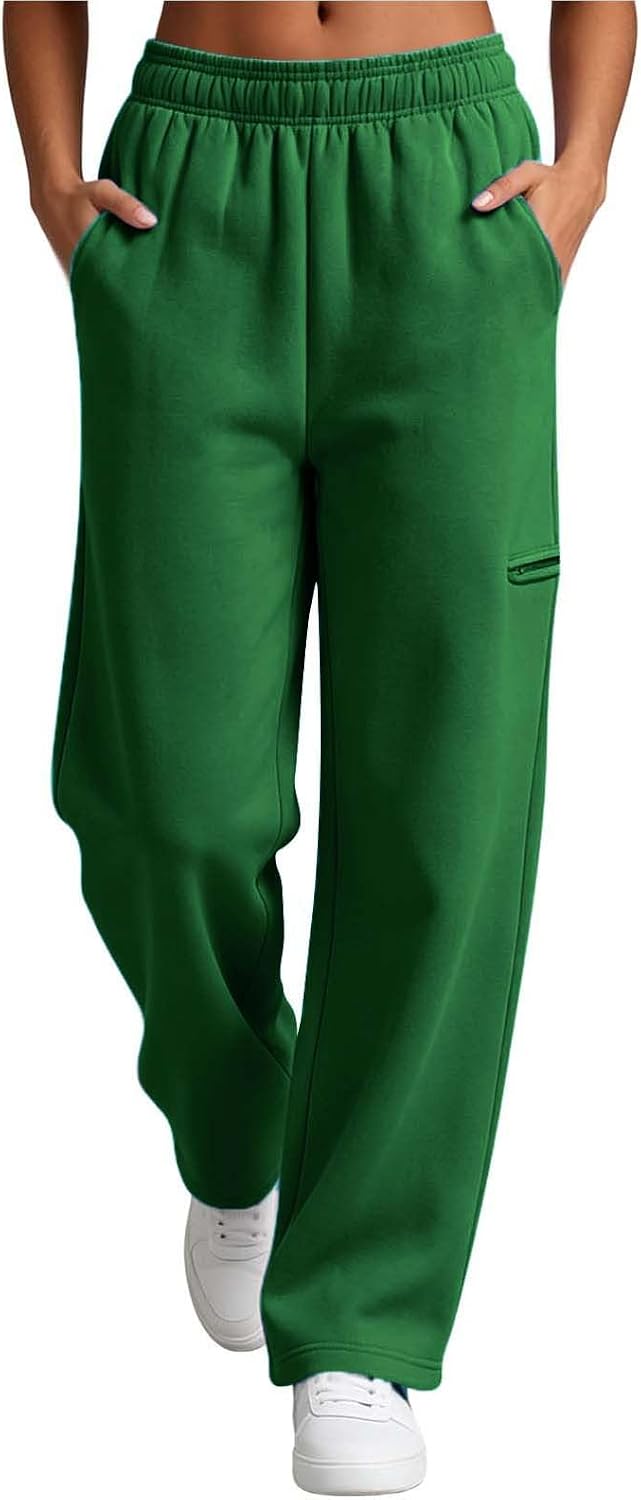 Women Elastic Waist Straight Leg Sweatpants Loose Fit Workout Pants | Breathable Soft,High Waist,Side & Patch Pockets,Solid Color,Ideal for Daily Wear,Jogging,Gym Training,Weekend Outings