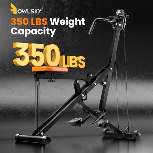 Image of OWLSKY Squat Rowing Machine for Home Workout, Foldable Squat Assist & Row Trainer with LCD Monitor, 3 Resistance Bands, Adjustable Seat, Heavy Duty 350 lbs, Full-Body Fitness Equipment