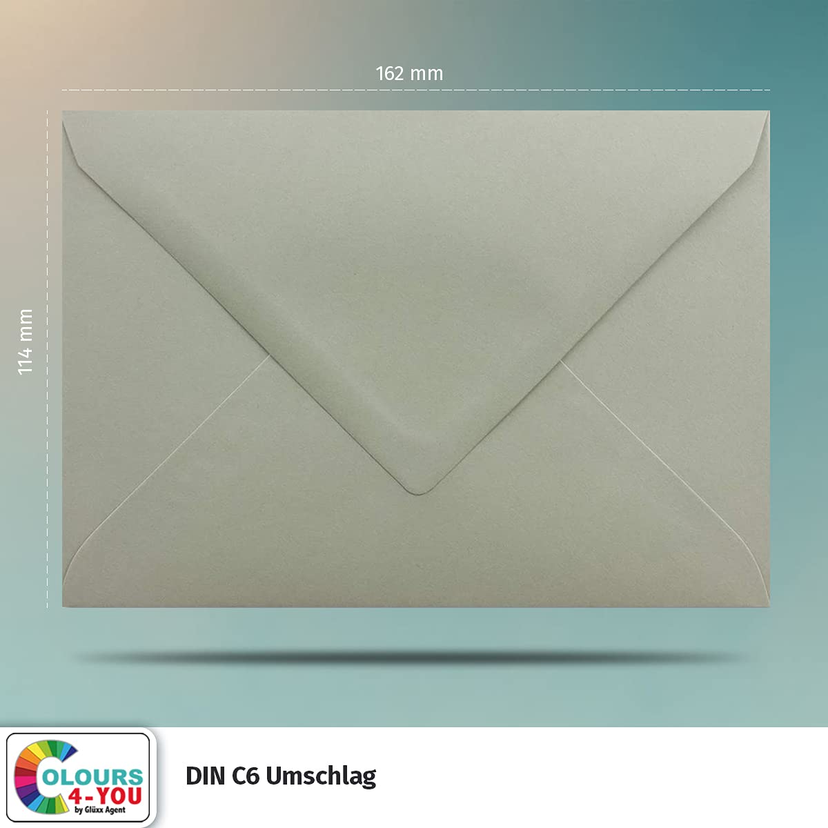 300 sobres DIN C6, gris pizarra, 11,4 x 16,2 cm, sobres con adhesivo húmedo, solapa puntiaguda, sobres sin ventana, color gris