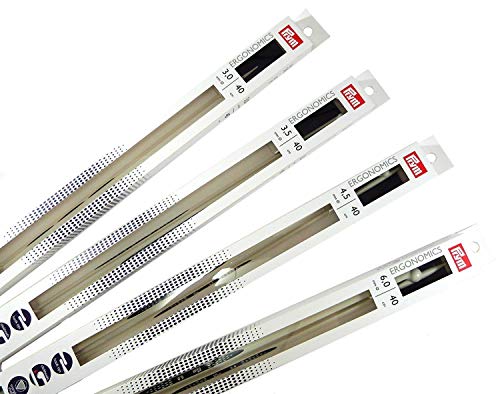 Prym Single-Point Ergonomic Knitting Pins/Needles, Synthetic Material with Hook Tips, Multi-Colour, 5 mm, 35 cm Length, 1-Pair