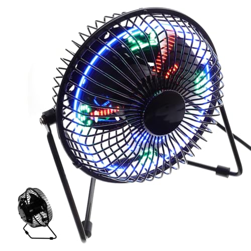 NUOBESTY Mini Desktop USB Fan with LED Clock and Temperature Display Portable Personal Fan for Home Office and Travel Silent Operation Durable Metal Build Easy Off Control