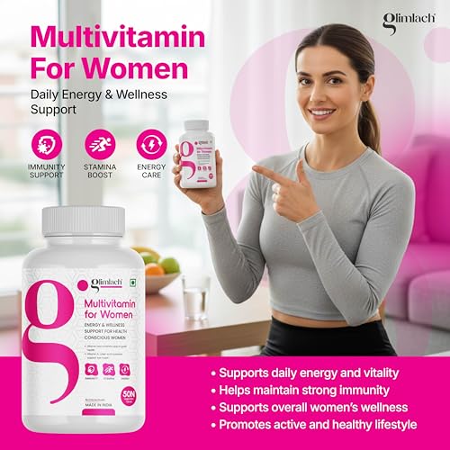 Image of GLIMLACH Multivitamins For Women, 50 Multivitamin Tablet, with Zinc, Vitamin C, Vitamin D3, Multiminerals & Enhances Energy, Stamina & Immunity