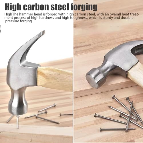 Image of 8.8 Ounce Claw Hammer,Forged Carbon Steel Head Small hammer Wood Hammer Solid wood handle claw hammer for Home Repair& DIY