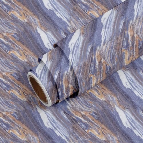 Image of Self Adhesive Marble Wallpaper Kitchen Oil Proof & Waterproof Wallpaper for Cabinet Makeover, Almirah, Plastic & Tabletop, Wardrobe (60x200cm) (New Purple Brown)