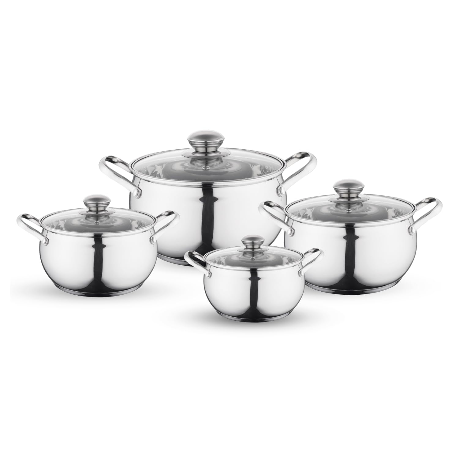 FLORINA Pan van Roestvrij Staal (2,5 l) 18 cm I Kookpan met Glazen