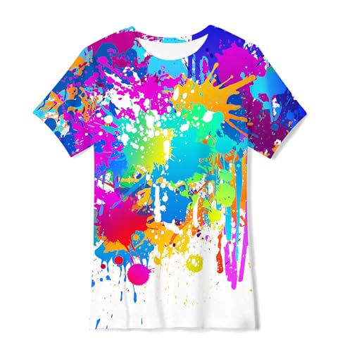 Boys Rainbow Shirt for Kids Neon School Clothes Tee Shirts Size 7 Summer Funny Novelty Graphic Pride Team T-Shirt Size 6-8 Years