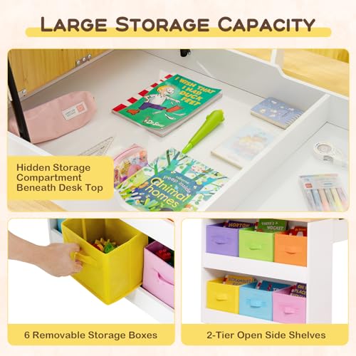 Costzon-3-in-1-Kids-Table-and-Chair-Set-Wood-Art-Table-Easel-Set-with-2-Chairs-6-Storage-Bins-Paper-Roller-Paint-Cups-for-Draw-Write-Play-Arts-Crafts-Toddler-Table-and-Chair-Set-Natural Costzon 3 in 1 Kids Table and Chair Set Wood Art Table Easel Set with 2 Chairs 6 Storage Bins Paper Roller Paint Cups for Draw Write Play Arts Crafts Toddler Table and Chair Set Natural