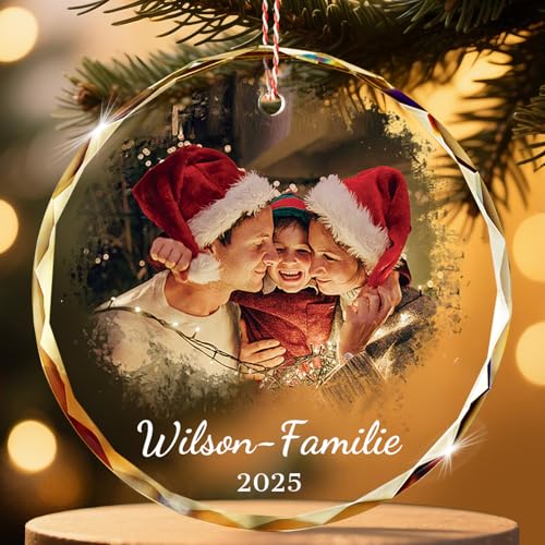 ALBK Personalisierte Weihnachtskugel mit Foto aus Kristall - Geschenk...