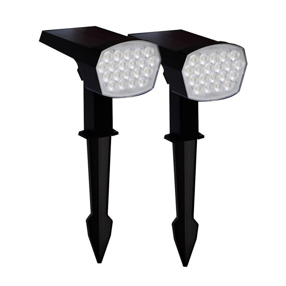 Arum LIGHTING - Lot de 2 Spots Solaires Extérieurs SALAMANCA, Piquets à Planter, Puissant 400 Lm (Eq. 40W), Couleur Réglable (Blanc Chaud/Froid), 3 Modes, Étanche IP65, Autonome Jardin