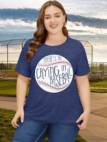 NANYUAYA Plus Size Baseball Shirts for Women Softball Mom Shirt Game Day Baseball Graphic Tee Baseball Short Sleeve Top2