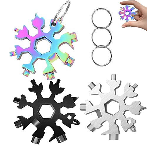 3 piezas Multi Herramienta Copo de Nieve, 18 en 1 Multiherramienta de Acero Inoxidable, Copo de Nieve Destornillador, Abrebotellas Multi Herramienta para Exterior Viaje Camping