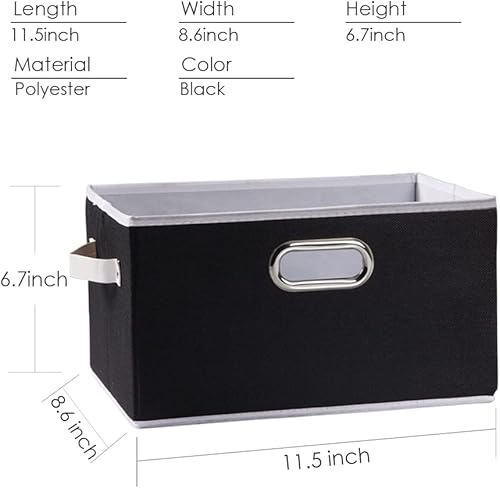 Miniatura 6 de PRANDOM Fodable - Contenedores de almacenamiento para armario, canastas decorativas de tela con asas de cuero y metal para estantes, dormitorio,