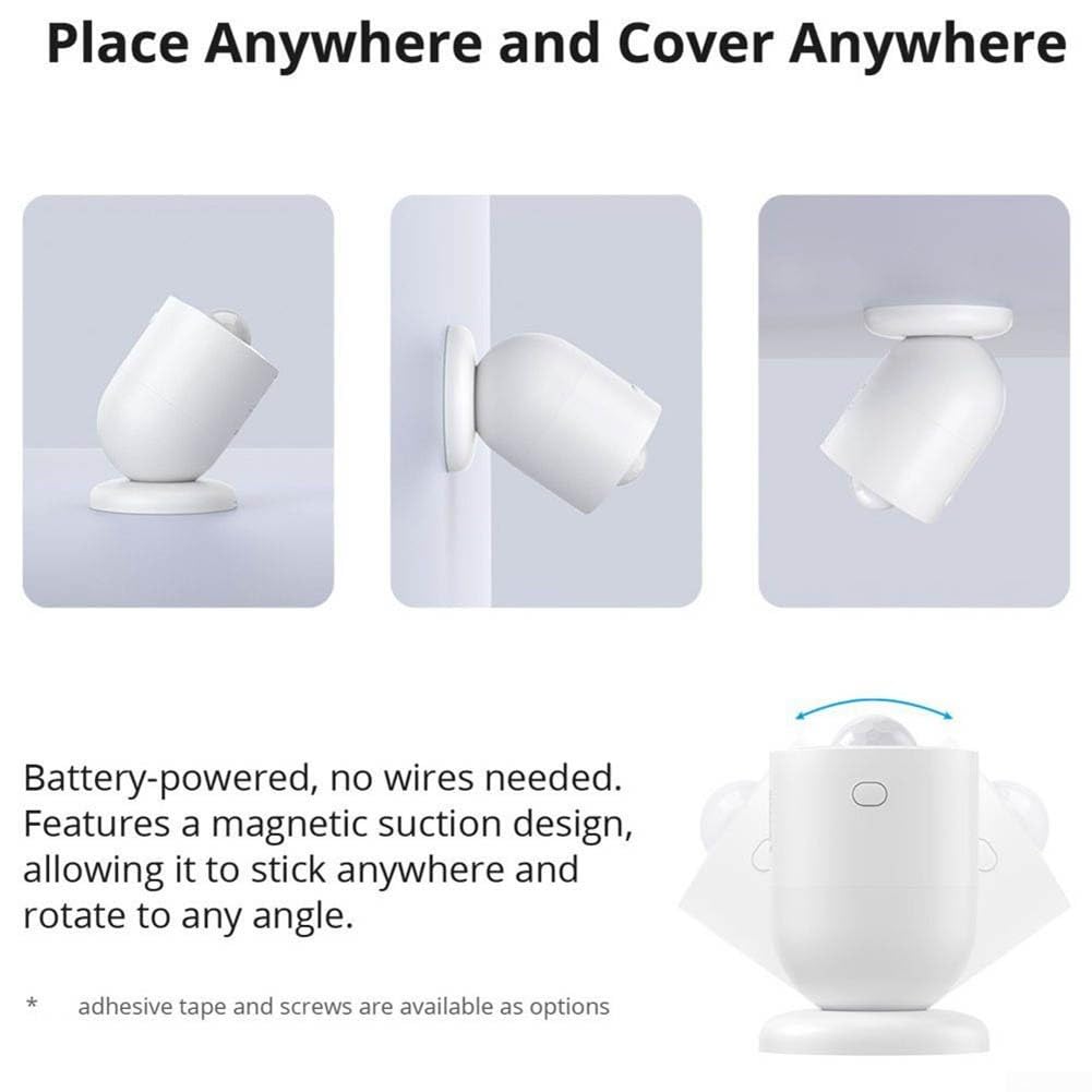 Detector de movimiento PIR inalámbrico, paquete de 2 SNZB-03P para sensor Zigbee 3.0 para entrada de automatización de seguridad del hogar, rango de 20 pies