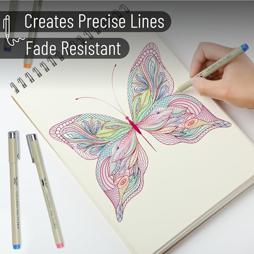 Mr. Pen - Canetas de desenho para artistas, pacote com 8 canetas multiliner/esboço pretas, canetas d