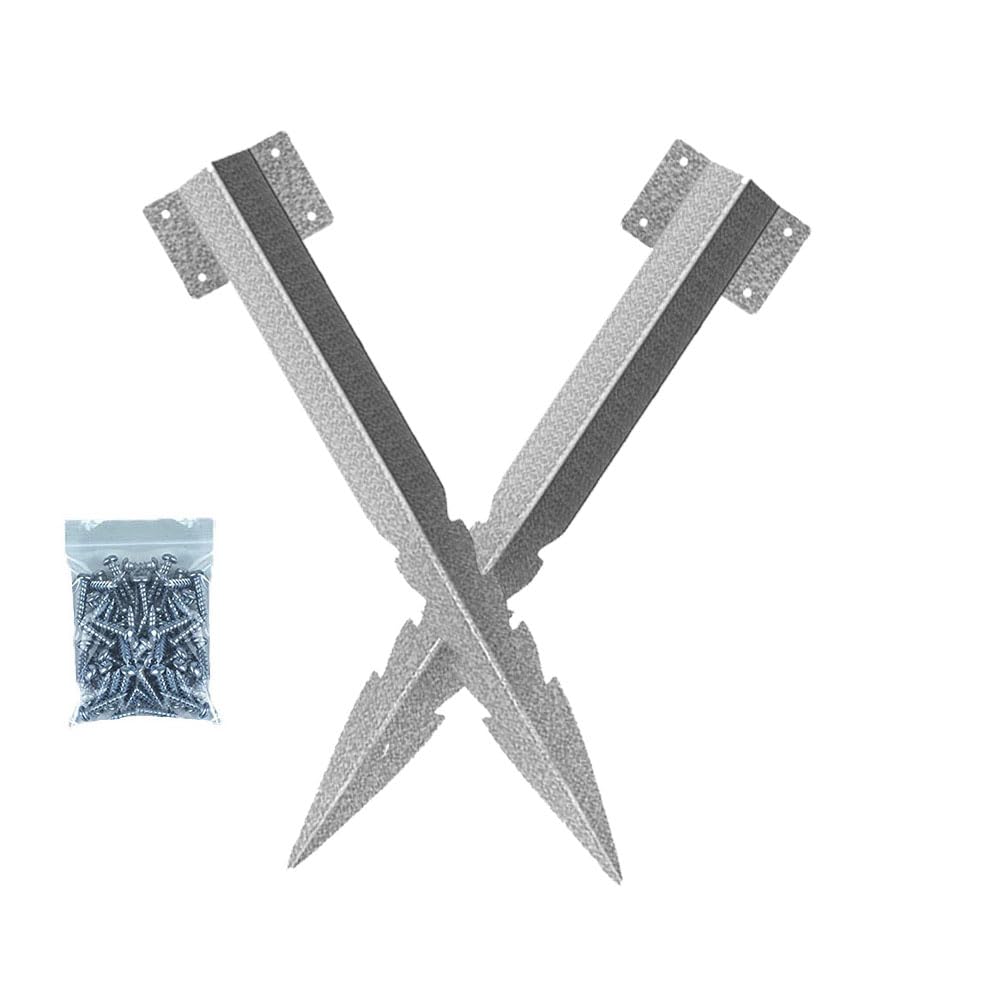 Staffe Per Traversine Ferroviarie - Confezione Da 10 Picchetti In Acciaio Zincato - Fissaggi Per Bordi Giardino E Aiuole Rialzate - 415x118mm Con Viti