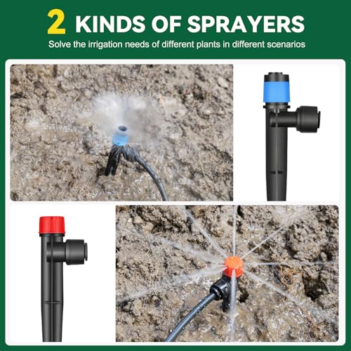 Image of Drip Irrigation System for Garden, 2026-Upgraded Quick Connect Garden Watering Kit All-in-One with 1 /2 inch 1 /4 inch Irrigation Tubing for Garden, Lawn, Greenhouse, Raised Beds (91FT)